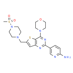 ChemSpider 2D Image | 5-(6-{[4-(Methylsulfonyl)piperazin-1-Yl]methyl}-4-Morpholin-4-Ylthieno[3,2-D]pyrimidin-2-Yl)pyridin-2-Amine | C21H27N7O3S2