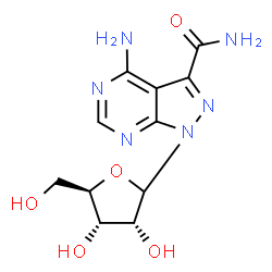ChemSpider 2D Image | 4-Amino-1-(D-ribofuranosyl)-1H-pyrazolo[3,4-d]pyrimidine-3-carboxamide | C11H14N6O5