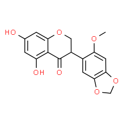ChemSpider 2D Image | 5,7-Dihydroxy-3-(6-methoxy-1,3-benzodioxol-5-yl)-2,3-dihydro-4H-chromen-4-one | C17H14O7