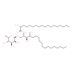 ChemSpider 2D Image | N-{(2S,3S,4R)-1-[(6-Deoxy-alpha-L-gulopyranosyl)oxy]-3,4-dihydroxy-2-octadecanyl}-2-hydroxyoctadecanamide | C42H83NO9