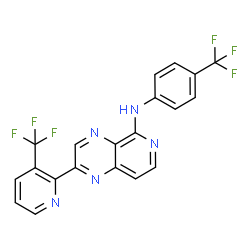 ChemSpider 2D Image | N-[4-(Trifluoromethyl)phenyl]-2-[3-(trifluoromethyl)-2-pyridinyl]pyrido[3,4-b]pyrazin-5-amine | C20H11F6N5
