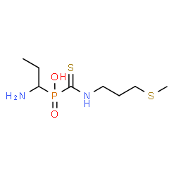 ChemSpider 2D Image | Phosphinic acid, P-(1-aminopropyl)-P-[[[3-(methylthio)propyl]amino]thioxomethyl]- | C8H19N2O2PS2