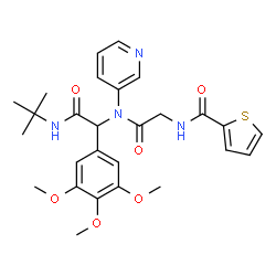 ChemSpider 2D Image | N-{2-[{2-[(2-Methyl-2-propanyl)amino]-2-oxo-1-(3,4,5-trimethoxyphenyl)ethyl}(3-pyridinyl)amino]-2-oxoethyl}-2-thiophenecarboxamide | C27H32N4O6S