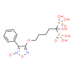 ChemSpider 2D Image | {1-Hydroxy-5-[(5-oxido-4-phenyl-1,2,5-oxadiazol-3-yl)oxy]-1,1-pentanediyl}bis(phosphonic acid) | C13H18N2O10P2