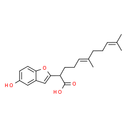 ChemSpider 2D Image | (5E)-2-(5-Hydroxy-1-benzofuran-2-yl)-6,10-dimethyl-5,9-undecadienoic acid | C21H26O4