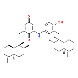 ChemSpider 2D Image | 2-[(4-Hydroxy-3-{[(1R,2S,4aR,8aS)-1,2,4a-trimethyl-5-methylenedecahydro-1-naphthalenyl]methyl}phenyl)amino]-6-{[(1R,2S,4aR,8aS)-1,2,4a-trimethyl-5-methylenedecahydro-1-naphthalenyl]methyl}-1,4-benzoqu
inone | C42H57NO3