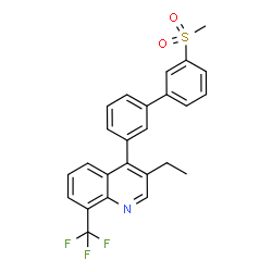 ChemSpider 2D Image | 3-Ethyl-4-[3'-(methylsulfonyl)-3-biphenylyl]-8-(trifluoromethyl)quinoline | C25H20F3NO2S