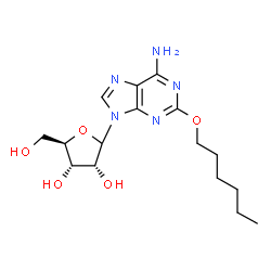 ChemSpider 2D Image | 2-(Hexyloxy)-9-(D-ribofuranosyl)-9H-purin-6-amine | C16H25N5O5