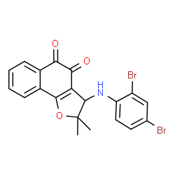 ChemSpider 2D Image | 3-[(2,4-Dibromophenyl)amino]-2,2-dimethyl-2,3-dihydronaphtho[1,2-b]furan-4,5-dione | C20H15Br2NO3