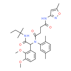 ChemSpider 2D Image | N-{1-(2,3-Dimethoxyphenyl)-2-[(2-methyl-2-butanyl)amino]-2-oxoethyl}-N-(2,5-dimethylphenyl)-N'-(5-methyl-1,2-oxazol-3-yl)succinamide | C31H40N4O6
