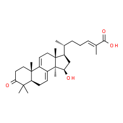 ChemSpider 2D Image | (15beta,24E)-15-Hydroxy-3-oxolanosta-7,9(11),24-trien-26-oic acid | C30H44O4