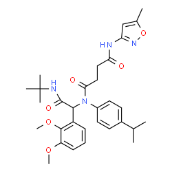 ChemSpider 2D Image | N-{1-(2,3-Dimethoxyphenyl)-2-[(2-methyl-2-propanyl)amino]-2-oxoethyl}-N-(4-isopropylphenyl)-N'-(5-methyl-1,2-oxazol-3-yl)succinamide | C31H40N4O6