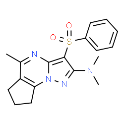 ChemSpider 2D Image | N,N,5-Trimethyl-3-(phenylsulfonyl)-7,8-dihydro-6H-cyclopenta[e]pyrazolo[1,5-a]pyrimidin-2-amine | C18H20N4O2S