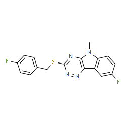 ChemSpider 2D Image | 8-Fluoro-3-(4-fluoro-benzylsulfanyl)-5-methyl-5H-[1,2,4]triazino[5,6-b]indole | C17H12F2N4S