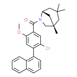 ChemSpider 2D Image | [5-Chloro-2-methoxy-4-(1-naphthyl)phenyl][(1S,5R)-1,3,3-trimethyl-6-azabicyclo[3.2.1]oct-6-yl]methanone | C28H30ClNO2