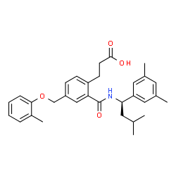 ChemSpider 2D Image | 3-(2-{[(1R)-1-(3,5-Dimethylphenyl)-3-methylbutyl]carbamoyl}-4-[(2-methylphenoxy)methyl]phenyl)propanoic acid | C31H37NO4