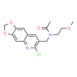ChemSpider 2D Image | N-[(6-Chloro[1,3]dioxolo[4,5-g]quinolin-7-yl)methyl]-N-(2-methoxyethyl)acetamide | C16H17ClN2O4