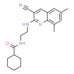 ChemSpider 2D Image | N-{2-[(3-Cyano-6,8-dimethyl-2-quinolinyl)amino]ethyl}cyclohexanecarboxamide | C21H26N4O