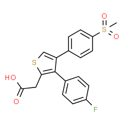 ChemSpider 2D Image | {3-(4-Fluorophenyl)-4-[4-(methylsulfonyl)phenyl]-2-thienyl}acetic acid | C19H15FO4S2