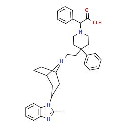 ChemSpider 2D Image | (4-{2-[3-(2-Methyl-1H-benzimidazol-1-yl)-8-azabicyclo[3.2.1]oct-8-yl]ethyl}-4-phenyl-1-piperidinyl)(phenyl)acetic acid | C36H42N4O2