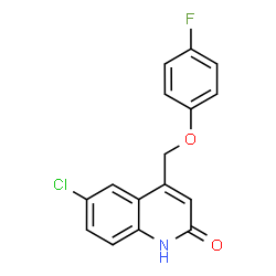 ChemSpider 2D Image | 6-Chloro-4-[(4-fluorophenoxy)methyl]-2(1H)-quinolinone | C16H11ClFNO2