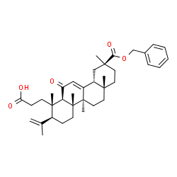 ChemSpider 2D Image | 3-{(1S,2S,4aR,4bS,6aS,9S,10aR,12aR)-9-[(Benzyloxy)carbonyl]-2-isopropenyl-1,4a,4b,6a,9-pentamethyl-12-oxo-1,2,3,4,4a,4b,5,6,6a,7,8,9,10,10a,12,12a-hexadecahydro-1-chrysenyl}propanoic acid | C37H50O5