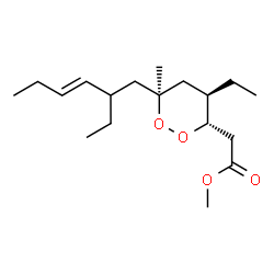 ChemSpider 2D Image | Methyl {(3S,4R,6S)-4-ethyl-6-[(3E)-2-ethyl-3-hexen-1-yl]-6-methyl-1,2-dioxan-3-yl}acetate | C18H32O4