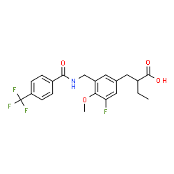 ChemSpider 2D Image | 2-[3-Fluoro-4-methoxy-5-({[4-(trifluoromethyl)benzoyl]amino}methyl)benzyl]butanoic acid | C21H21F4NO4