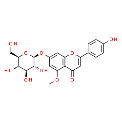 ChemSpider 2D Image | 2-(4-Hydroxyphenyl)-5-methoxy-4-oxo-4H-chromen-7-yl beta-D-glucopyranoside | C22H22O10