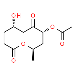 ChemSpider 2D Image | (2R,4R,7S)-7-Hydroxy-2-methyl-5,10-dioxo-4-oxecanyl acetate | C12H18O6