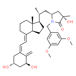 ChemSpider 2D Image | (3S,5R)-5-{(2R)-2-[(1R,3aS,4E,7aR)-4-{(2Z)-2-[(3S,5R)-3,5-Dihydroxy-2-methylenecyclohexylidene]ethylidene}-7a-methyloctahydro-1H-inden-1-yl]propyl}-1-(3,5-dimethoxybenzyl)-3-hydroxy-3-methyl-2-pyrroli
dinone | C36H51NO6