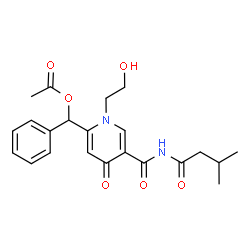 ChemSpider 2D Image | {1-(2-Hydroxyethyl)-5-[(3-methylbutanoyl)carbamoyl]-4-oxo-1,4-dihydro-2-pyridinyl}(phenyl)methyl acetate | C22H26N2O6