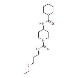 ChemSpider 2D Image | N-{1-[(3-Ethoxypropyl)carbamothioyl]-4-piperidinyl}cyclohexanecarboxamide | C18H33N3O2S