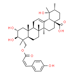 ChemSpider 2D Image | (2alpha,3beta)-2,3,19-Trihydroxy-23-{[(2Z)-3-(4-hydroxyphenyl)-2-propenoyl]oxy}urs-12-en-28-oic acid | C39H54O8