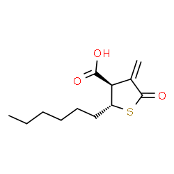 ChemSpider 2D Image | (2R,3R)-2-Hexyl-4-methylene-5-oxotetrahydro-3-thiophenecarboxylic acid | C12H18O3S