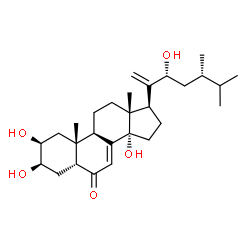 ChemSpider 2D Image | Ergosta-7,20-dien-6-one, 2,3,14,22-tetrahydroxy-, (2Î²,3Î²,5Î²,22R)- | C28H44O5