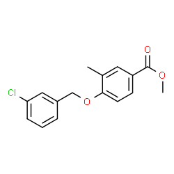 ChemSpider 2D Image | Methyl 4-[(3-chlorobenzyl)oxy]-3-methylbenzoate | C16H15ClO3