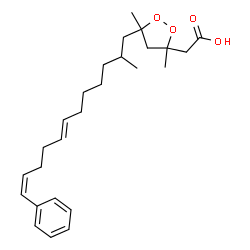 ChemSpider 2D Image | {3,5-Dimethyl-5-[(7E,11Z)-2-methyl-12-phenyl-7,11-dodecadien-1-yl]-1,2-dioxolan-3-yl}acetic acid | C26H38O4