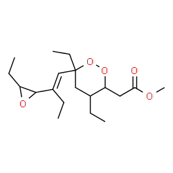ChemSpider 2D Image | Methyl {4,6-diethyl-6-[(1E)-2-(3-ethyl-2-oxiranyl)-1-buten-1-yl]-1,2-dioxan-3-yl}acetate | C19H32O5