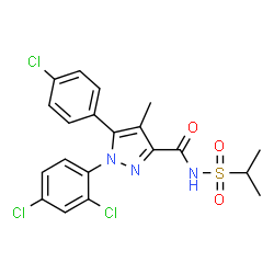 ChemSpider 2D Image | 5-(4-Chlorophenyl)-1-(2,4-dichlorophenyl)-N-(isopropylsulfonyl)-4-methyl-1H-pyrazole-3-carboxamide | C20H18Cl3N3O3S