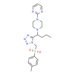 ChemSpider 2D Image | 2-{4-[1-(1-{[(4-Methylphenyl)sulfonyl]methyl}-1H-tetrazol-5-yl)butyl]-1-piperazinyl}pyrimidine | C21H28N8O2S