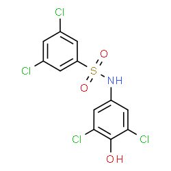 ChemSpider 2D Image | 3,5-Dichloro-N-(3,5-dichloro-4-hydroxyphenyl)benzenesulfonamide | C12H7Cl4NO3S