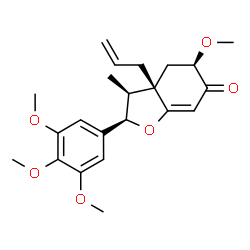 ChemSpider 2D Image | (2R,3S,3aS,5R)-3a-Allyl-5-methoxy-3-methyl-2-(3,4,5-trimethoxyphenyl)-3,3a,4,5-tetrahydro-1-benzofuran-6(2H)-one | C22H28O6