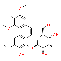ChemSpider 2D Image | 2-Hydroxy-3-methoxy-6-[(Z)-2-(3,4,5-trimethoxyphenyl)vinyl]phenyl beta-L-glucopyranoside | C24H30O11