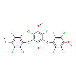 ChemSpider 2D Image | 3,5-Dichloro-4-methoxy-2,6-bis(2,3,5,6-tetrachloro-4-methoxyphenoxy)phenol | C21H10Cl10O6