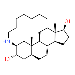 ChemSpider 2D Image | (2beta,3alpha,5alpha,17beta)-2-(Heptylamino)androstane-3,17-diol | C26H47NO2