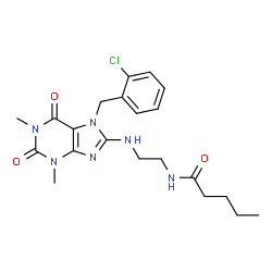 ChemSpider 2D Image | N-(2-{[7-(2-Chlorobenzyl)-1,3-dimethyl-2,6-dioxo-2,3,6,7-tetrahydro-1H-purin-8-yl]amino}ethyl)pentanamide | C21H27ClN6O3