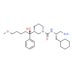 ChemSpider 2D Image | (3R)-N-[(2S)-1-Amino-3-cyclohexyl-2-propanyl]-3-[(1S)-1-hydroxy-5-methoxy-1-phenylpentyl]-1-piperidinecarboxamide | C27H45N3O3