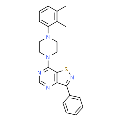 ChemSpider 2D Image | 7-[4-(2,3-Dimethylphenyl)-1-piperazinyl]-3-phenyl[1,2]thiazolo[4,5-d]pyrimidine | C23H23N5S