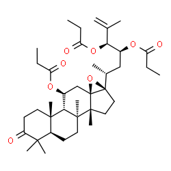 ChemSpider 2D Image | (8alpha,9beta,11beta,14beta,17alpha,23S,24S)-3-Oxo-13,17-epoxydammar-25-ene-11,23,24-triyl tripropanoate | C39H60O8